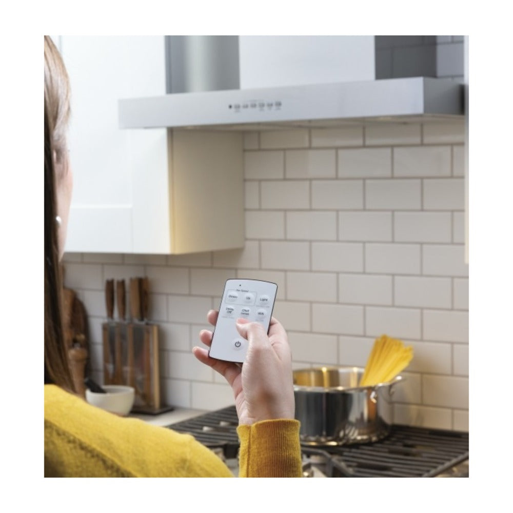 GE 30" Designer Wall Mount Hood w/ Dimmable LED Lighting