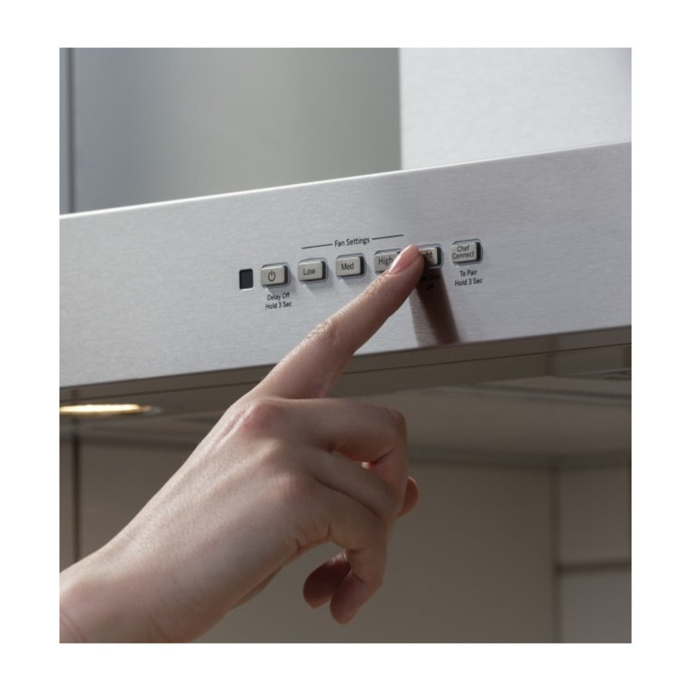 GE 30" Designer Wall Mount Hood w/ Dimmable LED Lighting