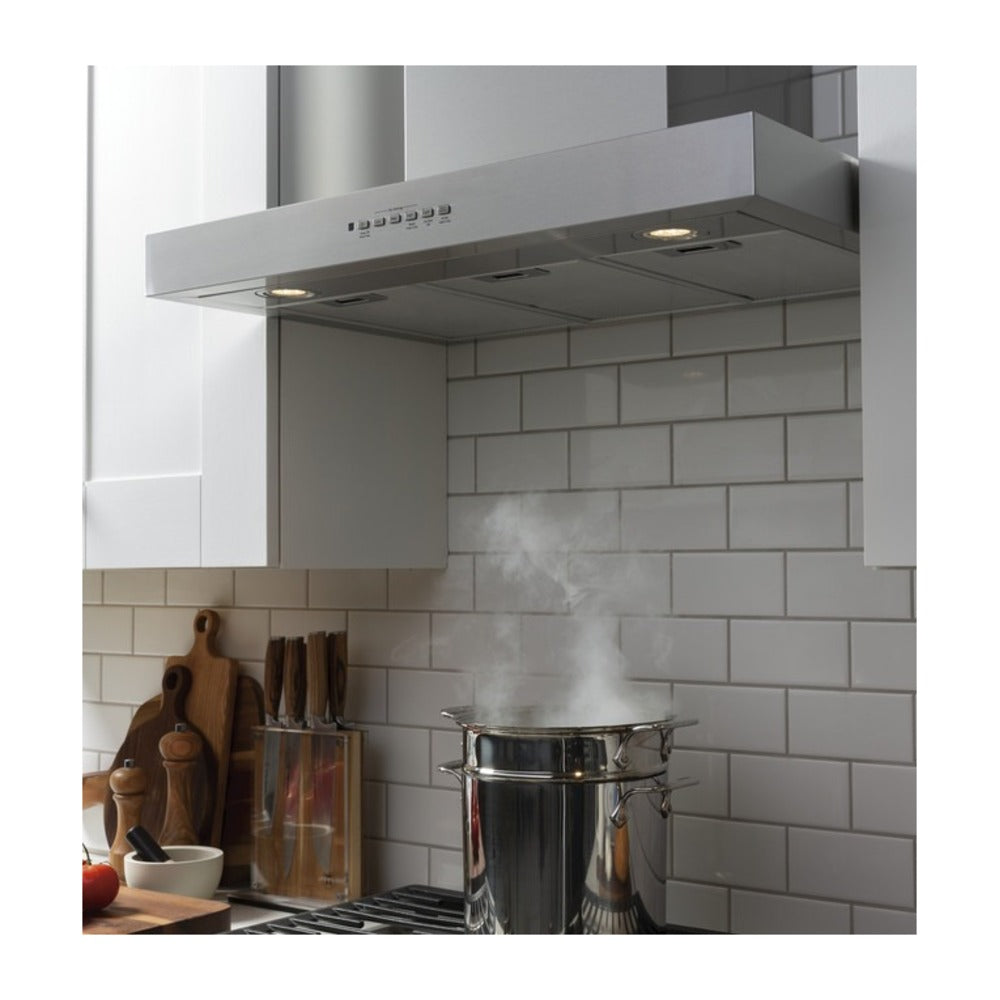 GE 36" Designer Wall Mount Hood w/ Dimmable LED Lighting
