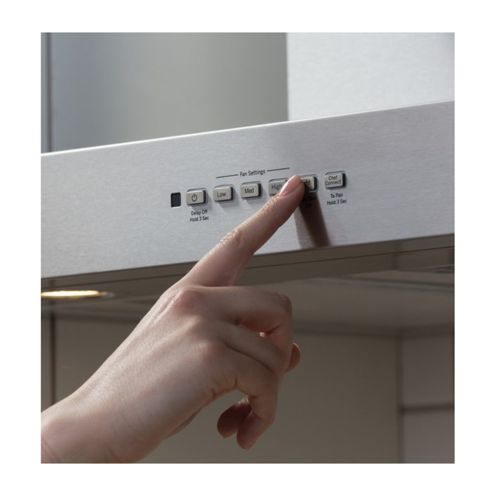 GE 36" Designer Wall Mount Hood w/ Dimmable LED Lighting