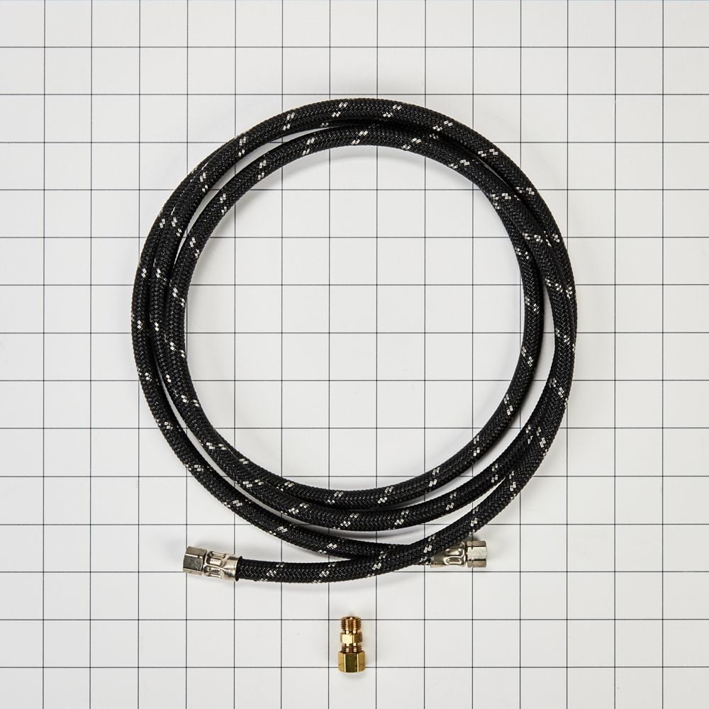 Whirlpool Refrigerator Water Line Installation Kit, Black, with (1) 7'L industrial braided