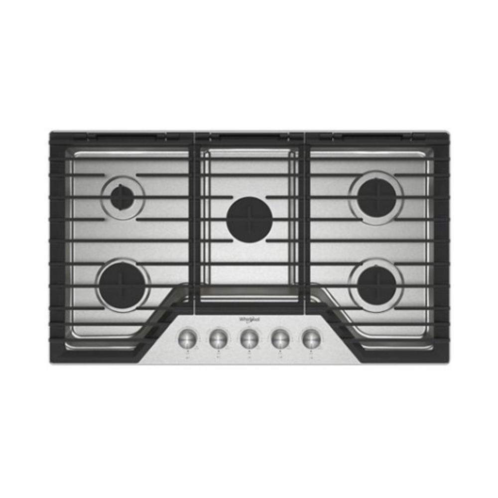 Whirlpool 36-inch Gas Cooktop with 5 Burners and EZ-2-Lift™ Hinged Cast-Iron Grates