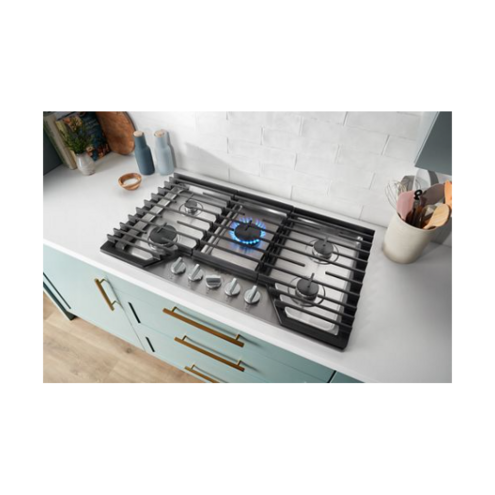 Whirlpool 36-inch Gas Cooktop with 5 Burners and EZ-2-Lift™ Hinged Cast-Iron Grates