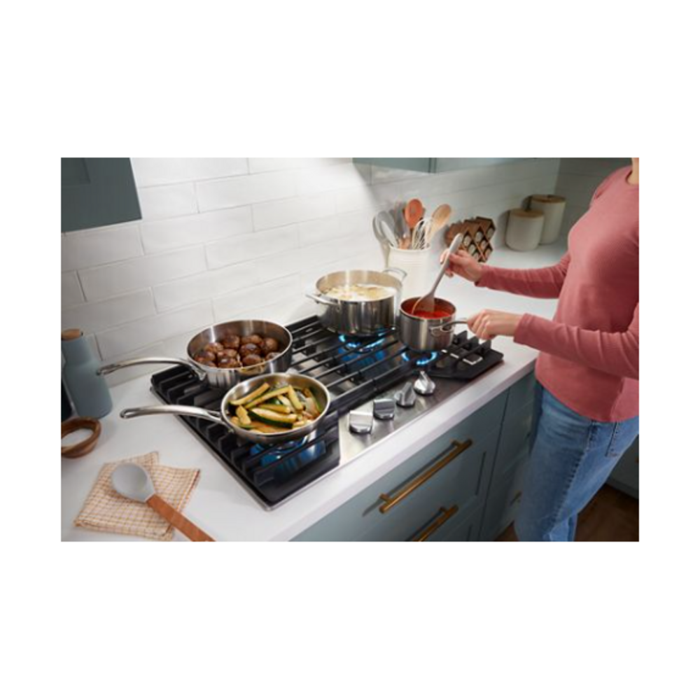 Whirlpool 36-inch Gas Cooktop with 5 Burners and EZ-2-Lift™ Hinged Cast-Iron Grates