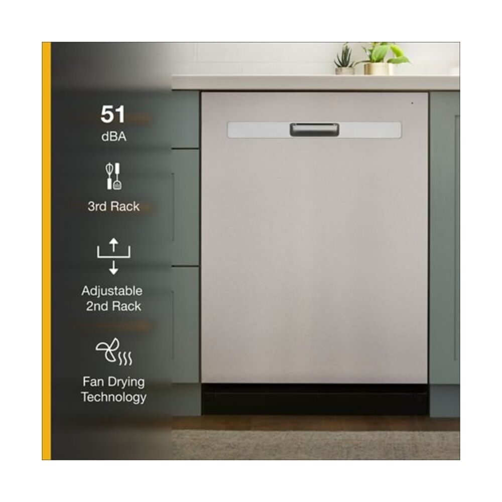 Whirlpool Quiet Dishwasher with 3rd Rack and Pocket Handle