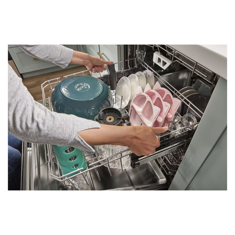 Whirlpool Eco Series Quiet Dishwasher with a washing 3rd Rack & Water Repellent Silverware