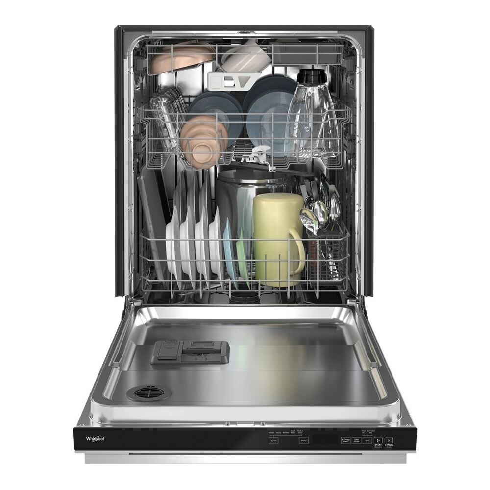 Whirlpool Eco Series Quiet Dishwasher with a washing 3rd Rack & Water Repellent Silverware
