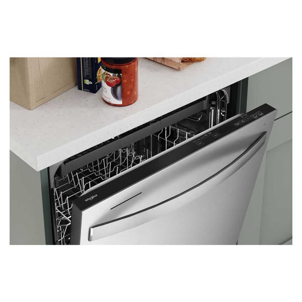 Whirlpool Eco Series Quiet Dishwasher with a washing 3rd Rack & Water Repellent Silverware