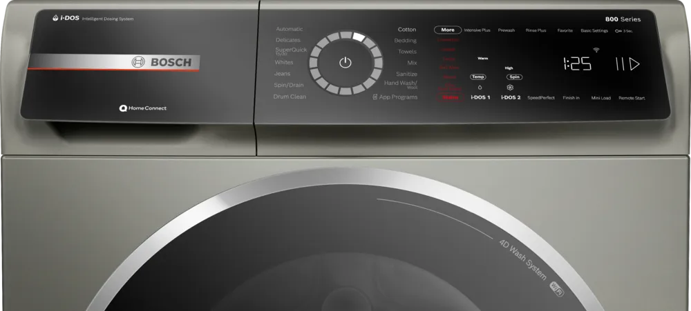 Bosch 800 Series Compact Washer max. 1600 rpm, Pearl Steel