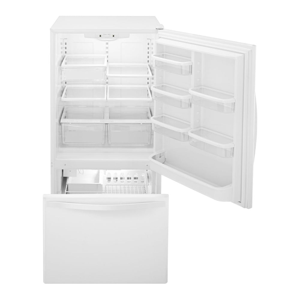 Whirlpool 33-inches wide Bottom-Freezer Refrigerator with SpillGuard™ Glass Shelves - 22 c