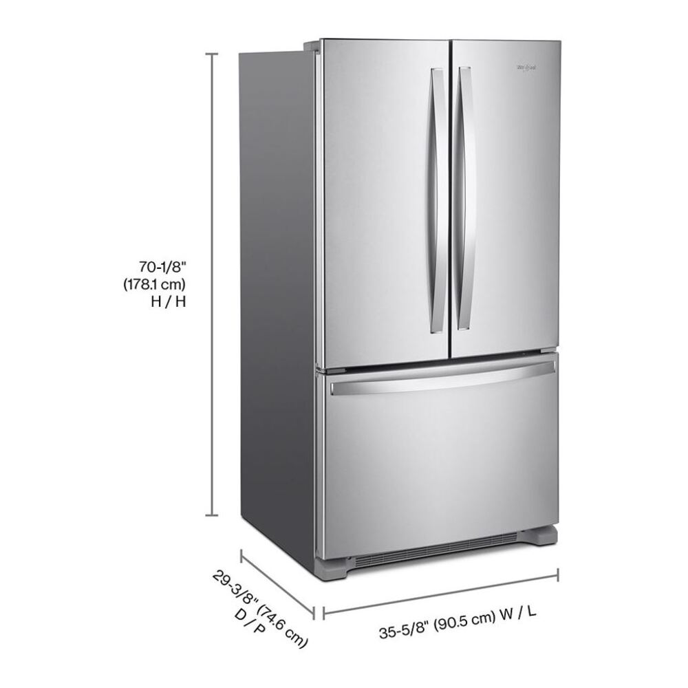 Whirlpool 36-Inch Wide Counter-Depth French Door Bottom Mount Refrigerator - 20 cu. ft.