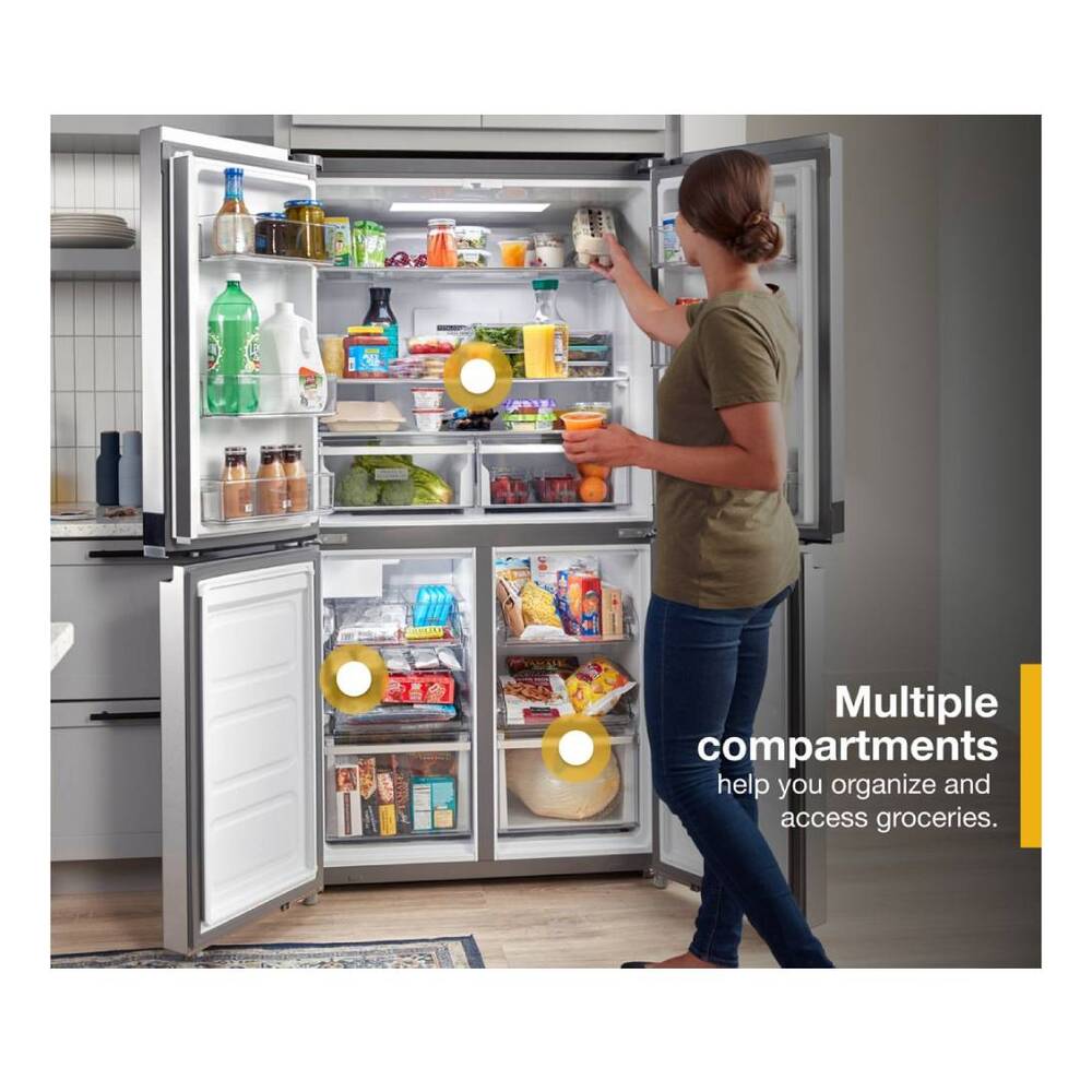 Whirlpool 36-inch Wide Counter Depth 4 Door Refrigerator - 19.4 cu. ft.