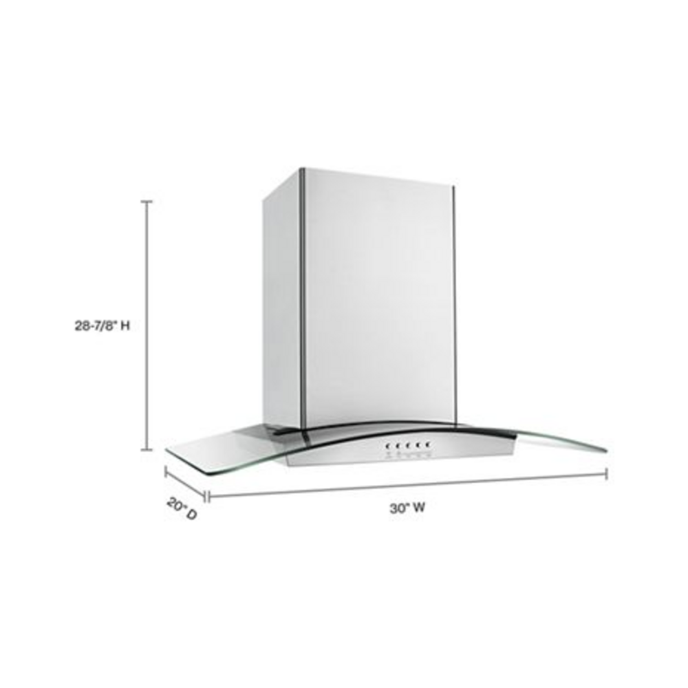 Whirlpool 30" Modern Glass Wall Mount Range Hood
