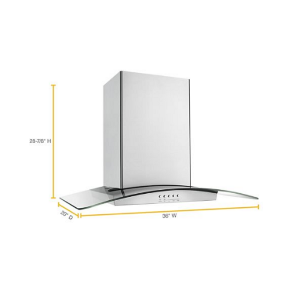Whirlpool 36" Modern Glass Wall Mount Range Hood