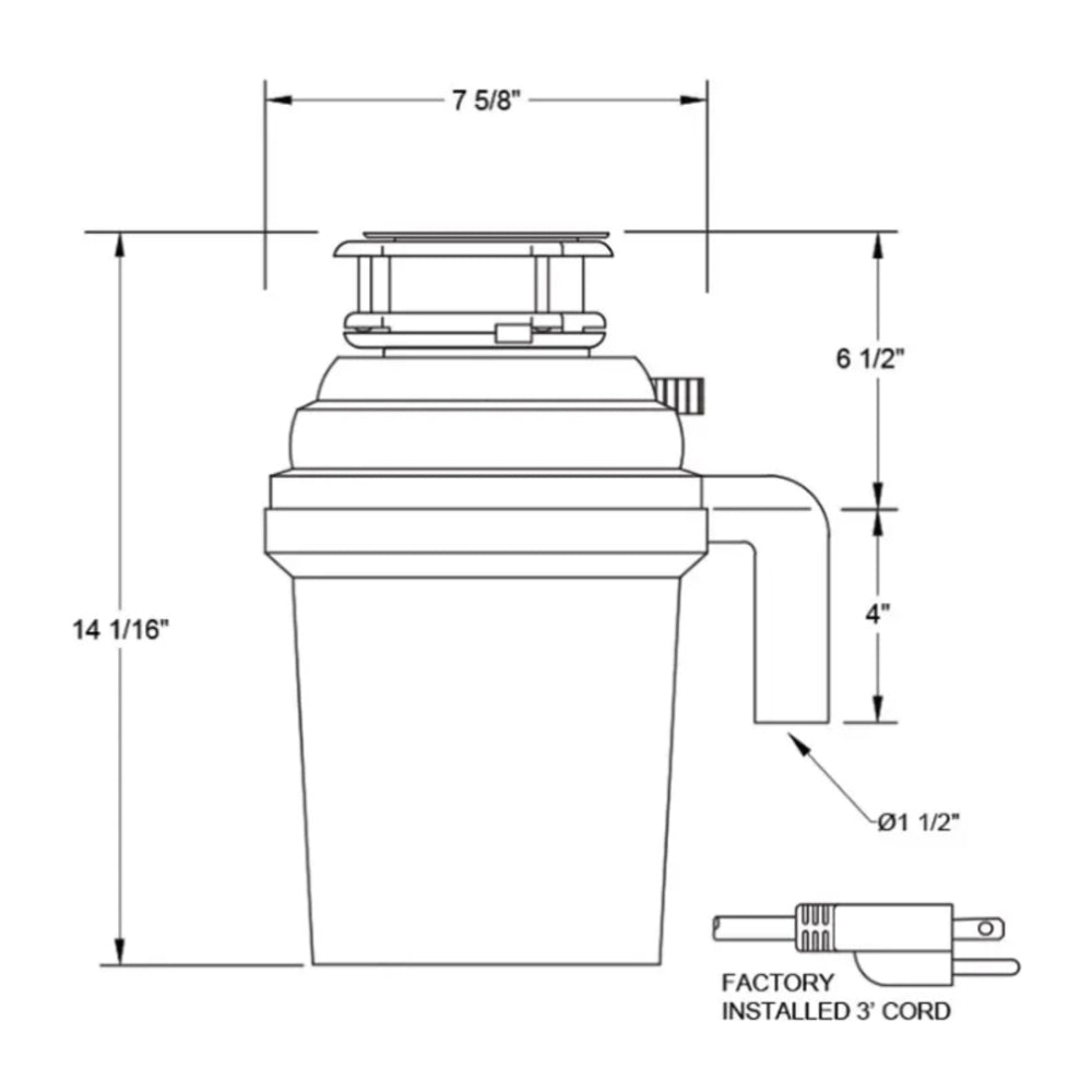 XO 3/4 HP 10 Year Warranty, Continuous Feed waste disposal / 3 Bolt mount